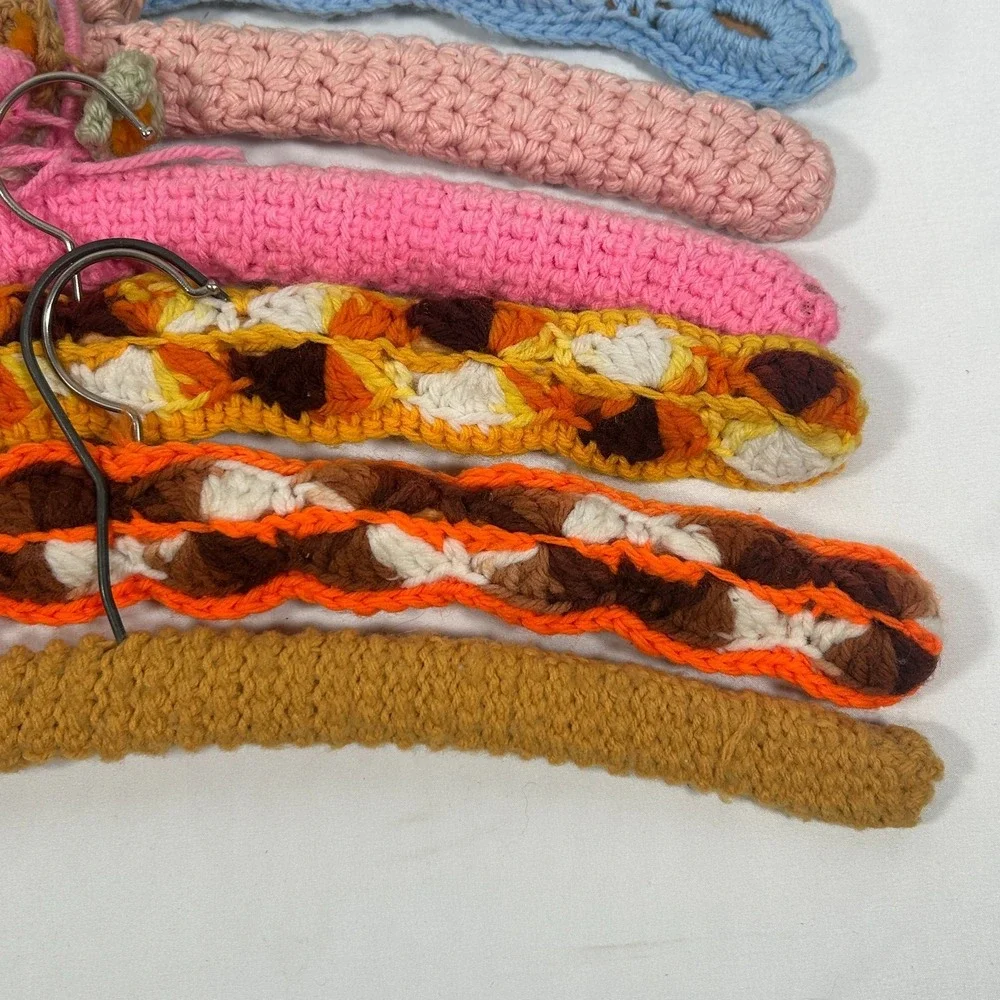 Vintage Handmade Crochet Clothes Hangers Yarn (9) Granny‎ Core Cottage Colorful